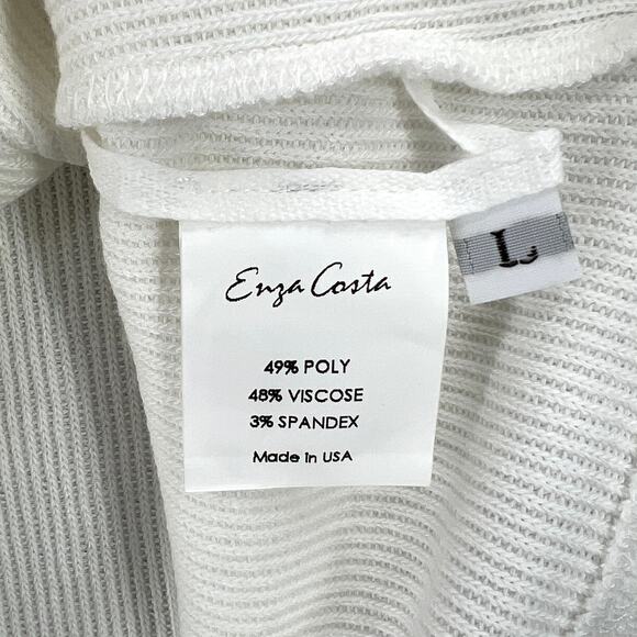 ENZA COSTA Knit Halter Turtleneck Womens Large Winter White Sleeveless Rib NEW - Picture 12 of 16